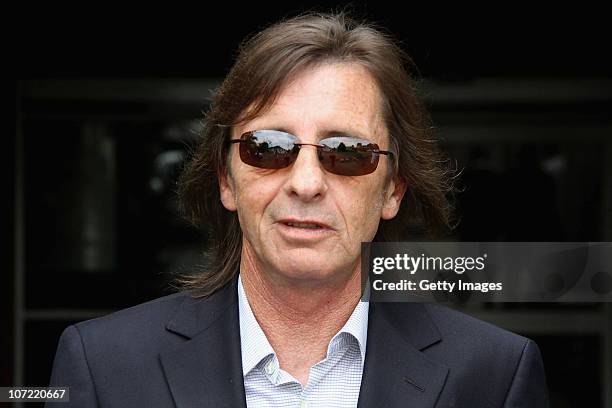 Drummer Phil Rudd leaves Tauranga District Court following his conviction for cannabis possession on December 1, 2010 in Tauranga, New Zealand. Rudd,...