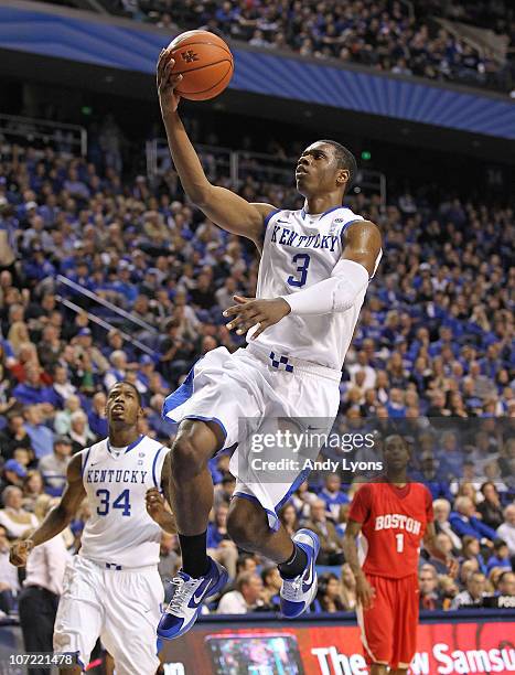 Terrence Jones of the Kentucky Wildcats shoots the ball during the game against the Boston University Terriers on November 30, 2010 in Lexington,...