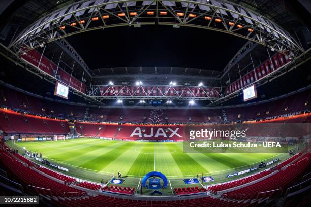 General view inside the stadium prior to the UEFA Champions League Group E match between Ajax Amsterdam and FC Bayern Muenchen at Johan Cruyff Arena...