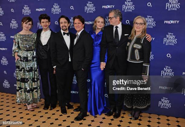 Emily Mortimer, Ben Whishaw, Lin-Manuel Miranda, Rob Marshall, Emily Blunt, Colin Firth and Meryl Streep attend the European Premiere of "Mary...