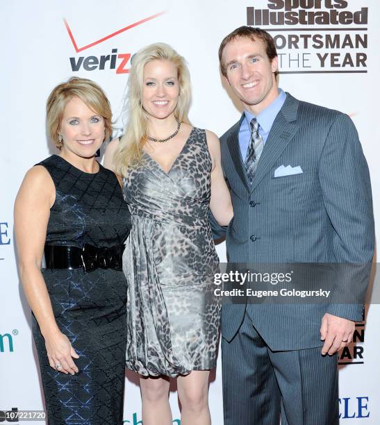 Katie Couric, Brittany Brees and Drew Brees attend 2010 Sports Illustrated Sportsman of the Year Celebration - Arrivals at IAC Building on November...