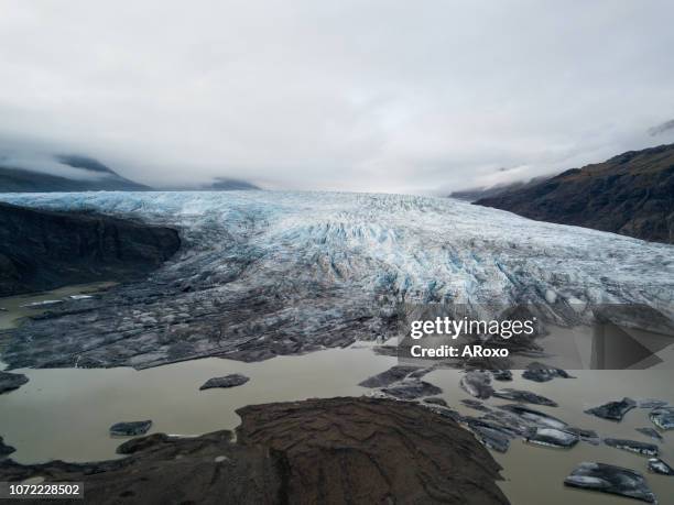 vatnajokull national park. iceland landscape. aerial photography captured by drone. - polar climate stock-fotos und bilder