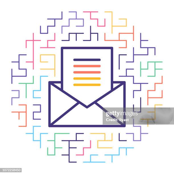 email sign up line icon illustration - challenge accepted stock illustrations