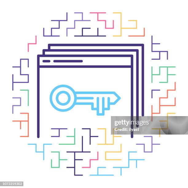 browser security test line icon illustration - game programming stock illustrations