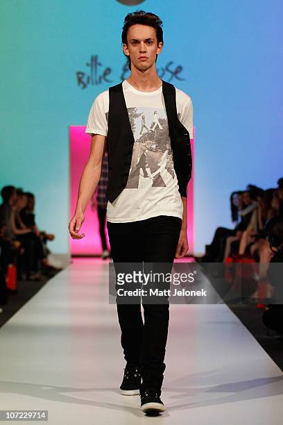 Model showcases designs by Billie & Rose during the Fifteen Minutes - Rise of the Fashion Bloggers collection catwalk show as part of Perth Fashion...