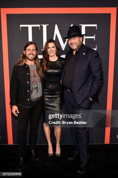 Lynne Benioff, Lukas Nelson, and Marc Benioff attend the TIME Person Of The Year Celebration at Capitale on December 12, 2018 in New York City.