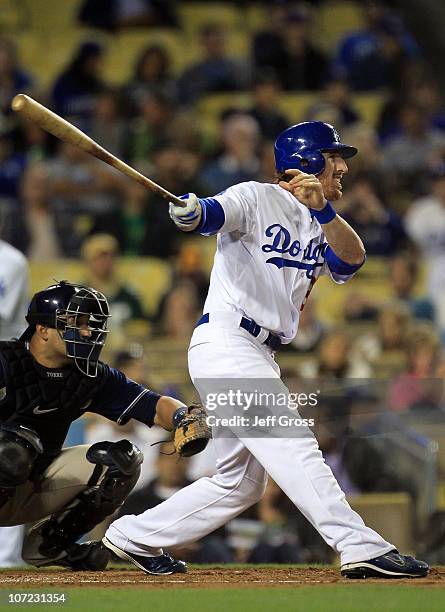 Jay Gibbons of the Los Angeles Dodgers plays against the San Diego Padres at Dodger Stadium on September 22, 2010 in Los Angeles, California.