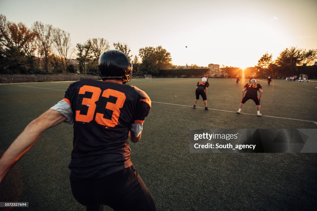 American football game outdoors