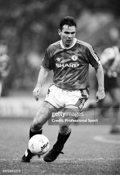 Brian McClair of Manchester United in action, circa 1990.