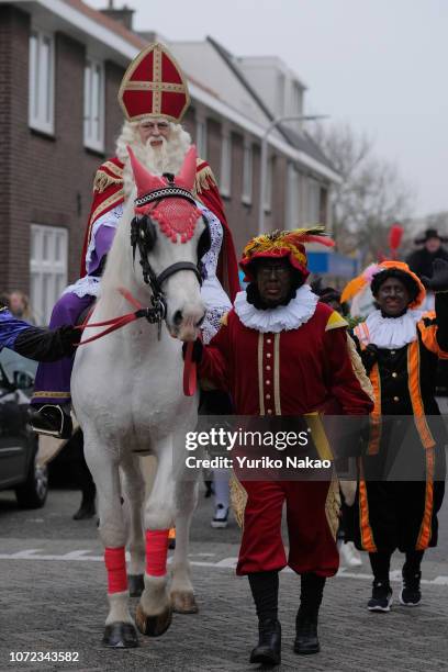 Sinterklaas , accompanied by Zwarte Piet or Black Pete, rides a horse during a parade November 24 in Katwijk, Netherlands. Recently, the traditional...