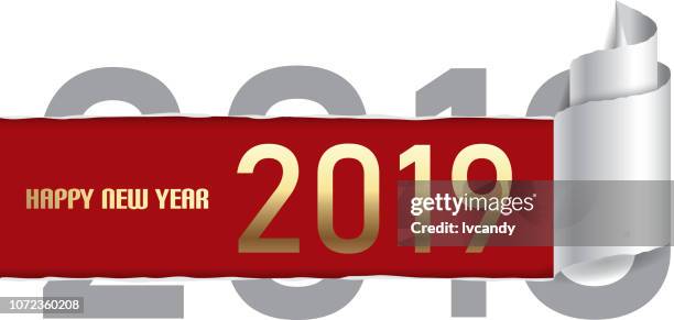 three dimensional 2019 - paper rip vector stock illustrations