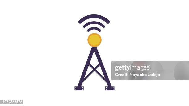 antenna icon on white background, telecommunication tower - cell tower stock illustrations