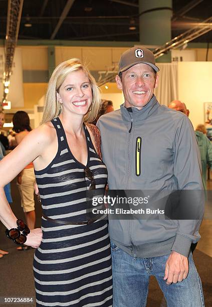 Anna Hansen and Lance Armstrong are sighted during Art Basel Miami Beach at the Miami Beach Convention Center on December 1, 2010 in Miami Beach,...