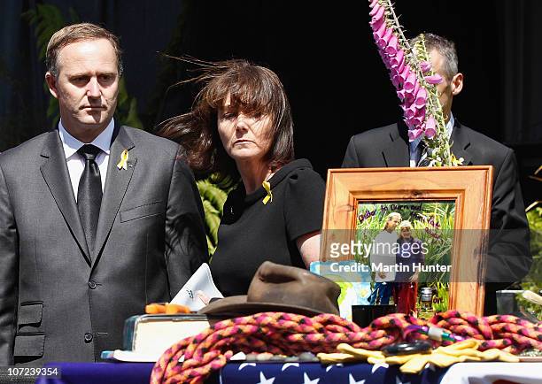 Prime Minister John Key with his wife Bronagh pay their respect at a national memorial service for the 29 miners that lost their lives in the Pike...