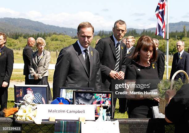 Prime Minister John Key with his wife Bronagh pay their respect at a national memorial service for the 29 miners that lost their lives in the Pike...