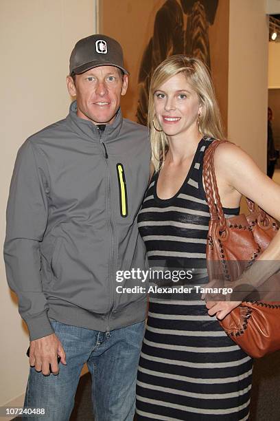 Lance Armstrong and Anna Hansen are sighted during Art Basel Miami Beach at the Miami Beach Convention Center on December 1, 2010 in Miami Beach,...