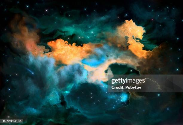 multicolored painted nebula - cloud sky night stock illustrations