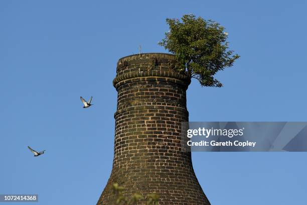 The remaining kilns of Commerce Works, Longton on June 28, 2018 in Stoke on Trent, England. At the height of the Potteries industry, the...