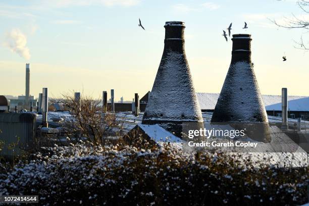 The remaining kilns of Falcon Works, Stoke on November 12, 2017 in Stoke on Trent, England. Falcon Works, built around 1870 which sits adjacent to...