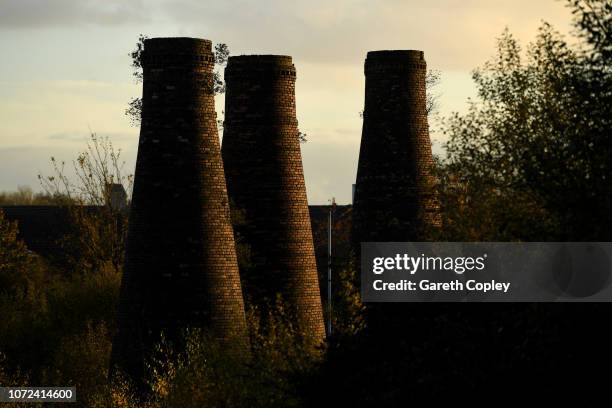 The remaining kilns of Acme Marls, Burslem on November 16, 2017 in Stoke on Trent, England. At the height of the Potteries industry, the...