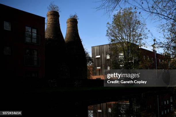 The remaining kilns of Cliffe Vale, Hanley on January 11, 2018 in Stoke on Trent, England. At the height of the Potteries industry, the...