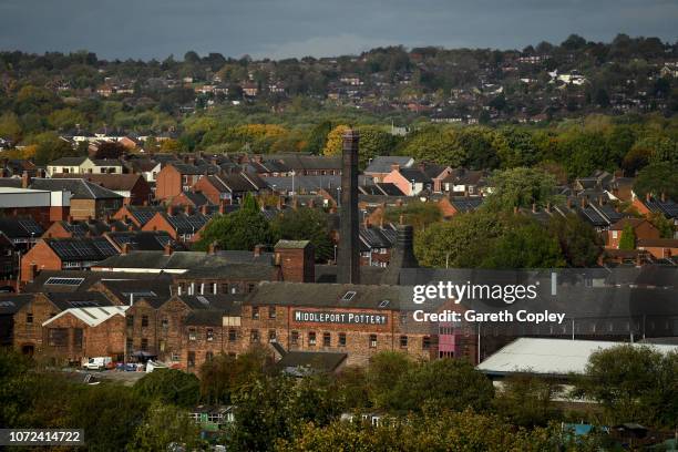 The remaining kiln of Middleport Pottery, Burslem on October 12, 2017 in Stoke on Trent, England. At the height of the Potteries industry, the...