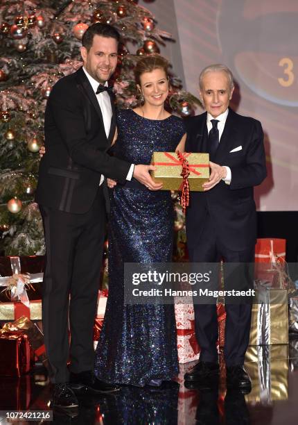 Matthias Killing, Nina Eichinger and Jose Carreras during the 24th Annual Jose Carreras Gala at Bavaria Studios on December 12, 2018 in Munich,...