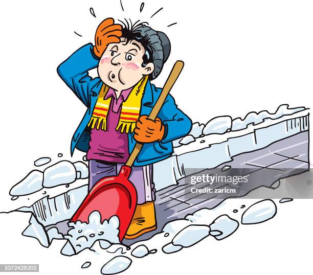 man remove snow - clearing snow stock illustrations