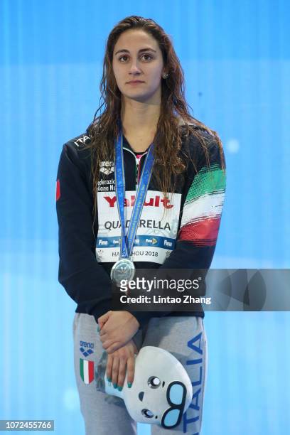 Silver medalist Simona Quadarella of Italy pose with their medals during ceremonies for the Women's Freestyle 800m Final of the 14th FINA World...