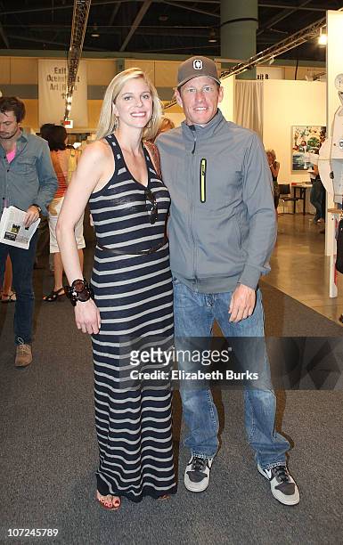 Anna Hansen and Lance Armstrong are sighted during Art Basel Miami Beach at the Miami Beach Convention Center on December 1, 2010 in Miami Beach,...