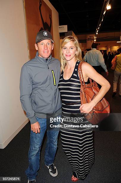 Lance Armstrong and Anna Hansen are sighted during Art Basel Miami Beach at the Miami Beach Convention Center on December 1, 2010 in Miami Beach,...