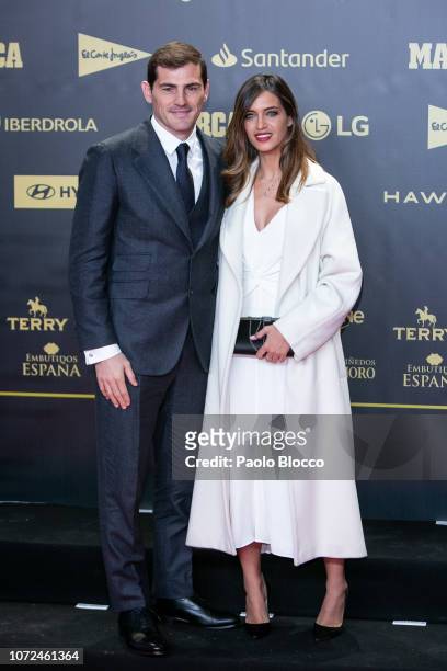 Iker Casillas and his wife Sara Carbonero attend the 80th Anniversay of 'Marca' Newspaper at Royal Palace on December 13, 2018 in Madrid, Spain.