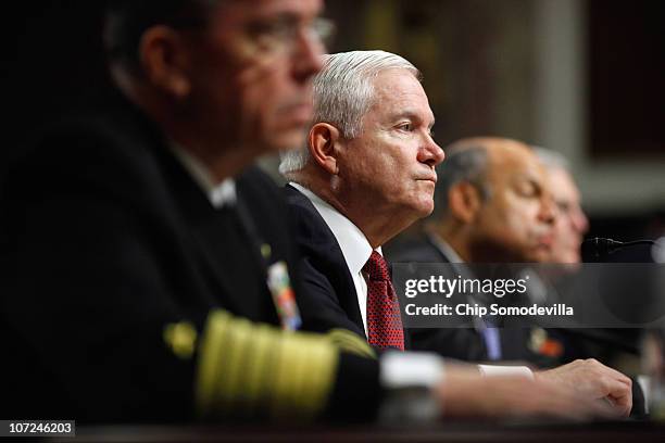 Defense Secretary Robert Gates testifies with Joint Chiefs of Staff Chairman Adm. Michael Mullen , and Defense Department Comprehensive Review...