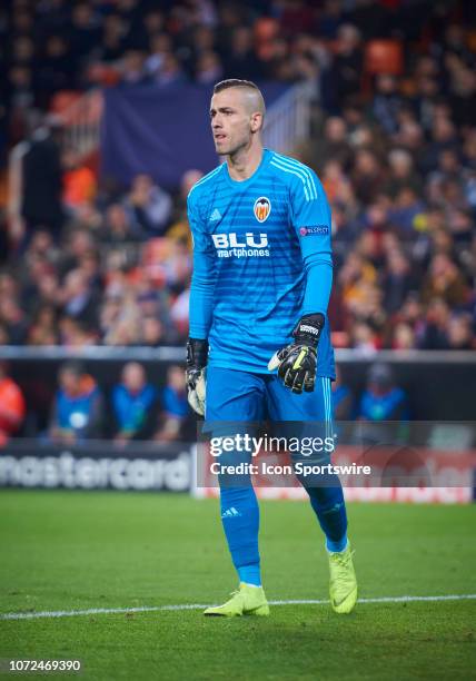 Jaume Domenech, goalkeeper of Valencia CF looks during the UEFA Champions League group stage H football match between Valencia CF and Manchester...