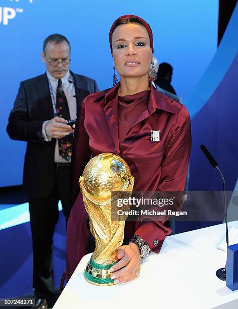 Sheikha Moza bint Nasser Al-Missned of the Qatar bid with the World Cup during the FIFA World Cup 2018 & 2022 Host Announcement on December 2, 2010...