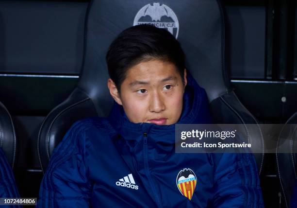 Lee Kang-In, midfielder of Valencia CF looks during the UEFA Champions League group stage H football match between Valencia CF and Manchester United...