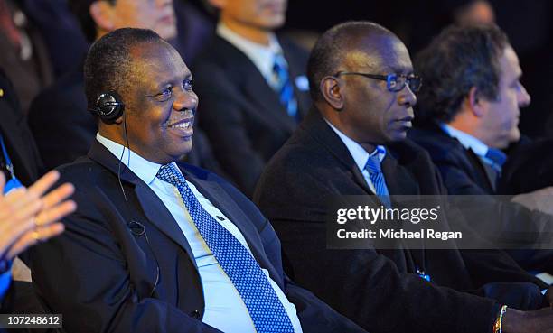 President of the Confederation of African Football Hayatou Issa and FIFA Vice-President Jack Warner look on during the FIFA World Cup 2018 & 2022...