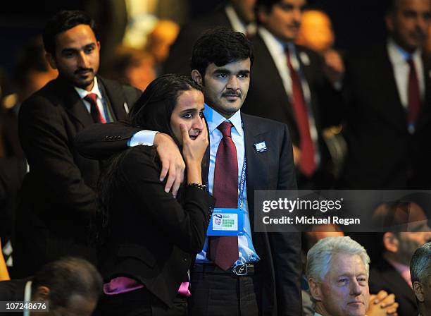 Members of the Qatar bid cry after winning the right to win the World Cup during the FIFA World Cup 2018 & 2022 Host Announcement on December 2, 2010...