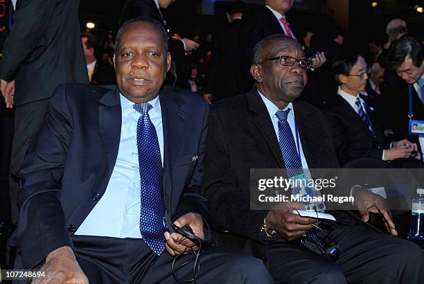 President of the Confederation of African Football Hayatou Issa and FIFA Vice-President Jack Warner look on during the FIFA World Cup 2018 & 2022...