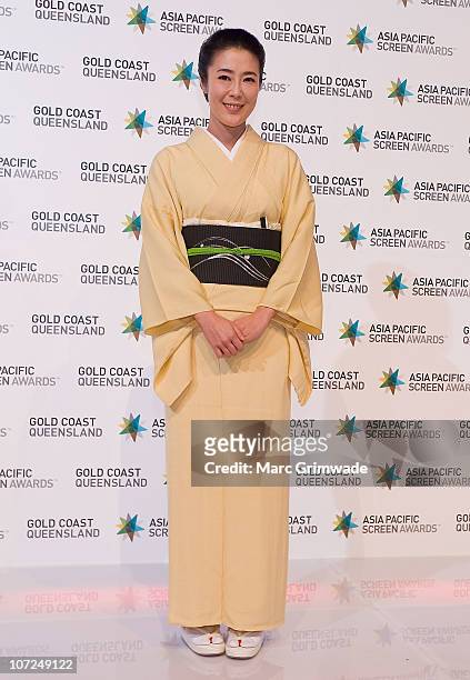 Japanese actress Shinobu Terajima on the red carpet at the Asia Pacific Screen Awards on December 2, 2010 in Gold Coast, Australia.