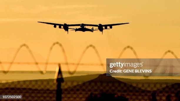 Virgin Galactic's SpaceshipTwo takes off for a suborbital test flight on December 13 in Mojave, California. Virgin Galactic marked a major milestone...