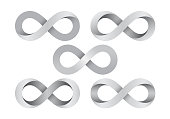 Set of Infinity signs made of different types of torsion. Vector illustration.