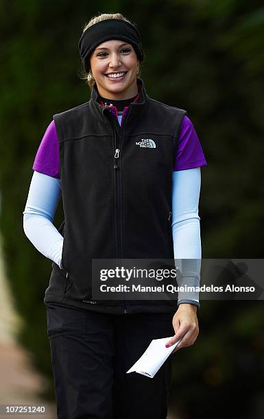 Allison Micheletti smiles during the Ladies European Tour Pre-Qualifying School - Final Round at La Manga Club on December 2, 2010 in La Manga, Spain.