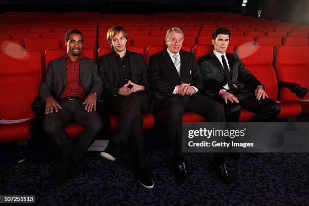 Cacau , Philip Kohl , Rolf Hocke and Serdar Tasci attend the premiere of the football documentary 'Transnationalmannschaft' at the Metropol cinema on...