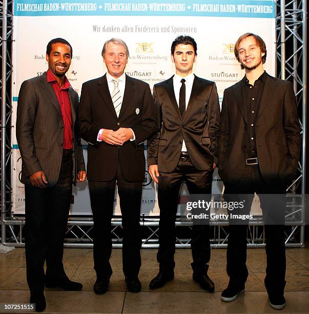 Cacau , Rolf Hocke , Serdar Tasci and Philip Kohl attend the premiere of the football documentary 'Transnationalmannschaft' at the Metropol cinema on...