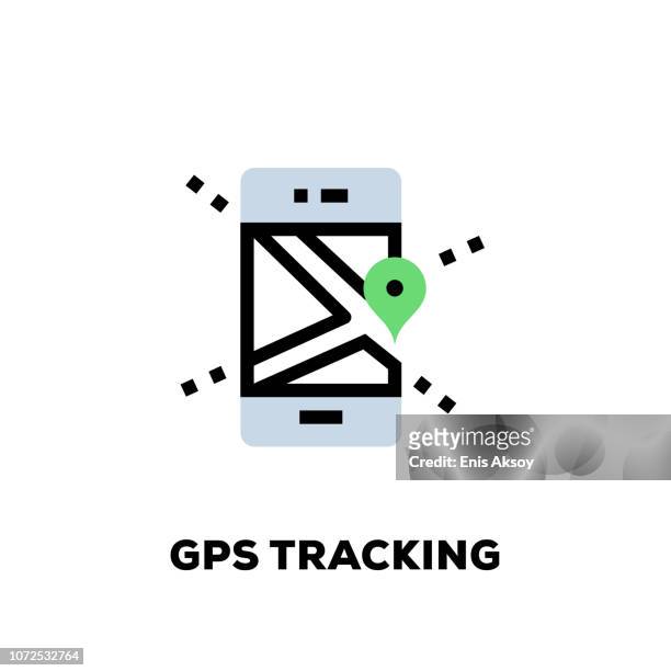 stockillustraties, clipart, cartoons en iconen met gps tracking lijn-pictogram - wegcode