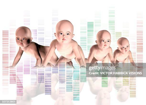 human cloning, artwork - baby white background stock illustrations