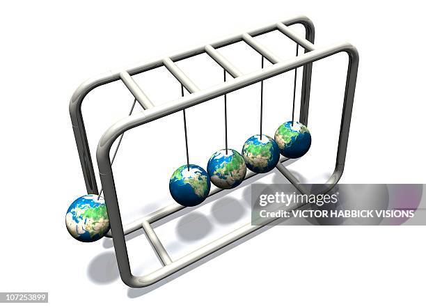 newtonian earth, artwork - newtons cradle stock illustrations