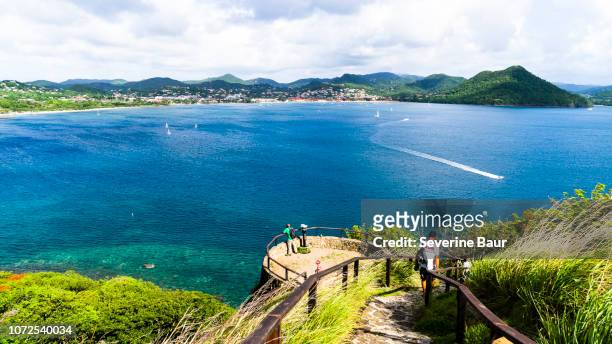 view on the  rodney bay from pigeon island national park, sainte-lucia, west indies - pigeon island st lucia imagens e fotografias de stock