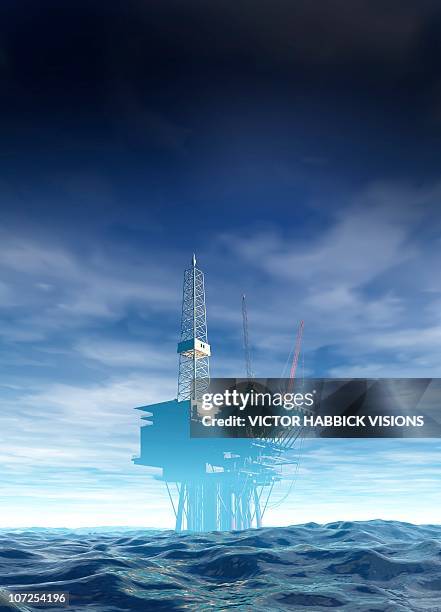 stockillustraties, clipart, cartoons en iconen met oil rig, artwork - drilling rig